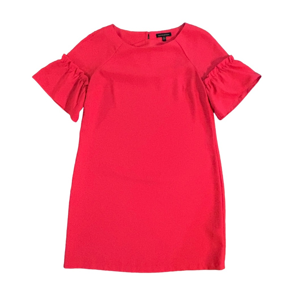 Banana Republic Ruffle Sleeve Shift Dress – Vibrant Hot Pink Fuchsia Medium